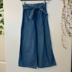 Wide-Leg Denim Pants with Tie Waist for girls 7/8 years cotton 100%